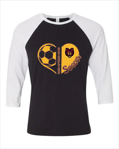 San Lorenzo Grizzlies Heart Soccer Women's Baseball T-Shirt
