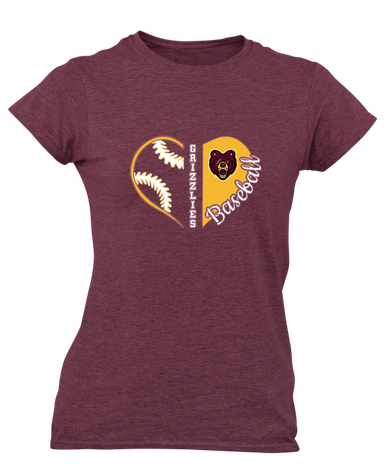 San Lorenzo Grizzlies Heart Baseball Women's Premium SS T-Shirt