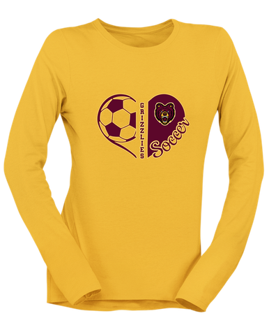 San Lorenzo Grizzlies Heart Soccer Women's LS T-Shirt