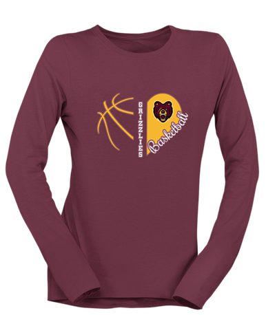 San Lorenzo Grizzlies Heart Basketball Women's LS T-Shirt