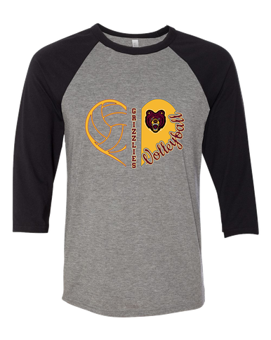 San Lorenzo Grizzlies Heart Volleyball Women's Baseball T-Shirt