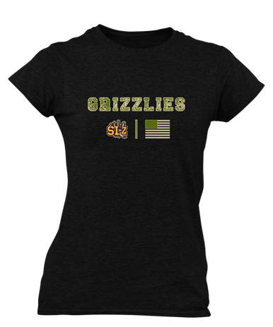 San Lorenzo Grizzlies SLZ Script Camo Flag Women's Premium SS T-Shirt