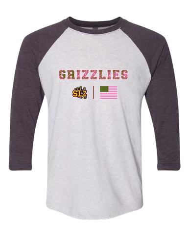 San Lorenzo Grizzlies SLZ Script Pink Camo Flag Women's Baseball T-Shirt