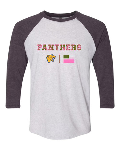 Cheltenham Panthers Pink Camo Flag Women's Baseball T-Shirt