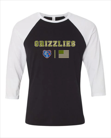 Grand Oaks Grizzlies Camo Flag Women's Baseball T-Shirt