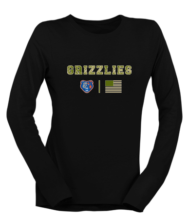Grand Oaks Grizzlies Camo Flag Women's LS T-Shirt