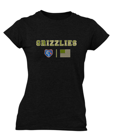 Grand Oaks Grizzlies Camo Flag Women's SS T-Shirt