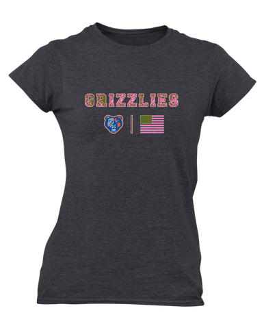 Grand Oaks Grizzlies Pink Camo Flag Women's SS T-Shirt