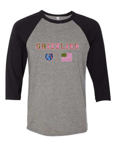 Grand Oaks Grizzlies Pink Camo Flag Women's Baseball T-Shirt