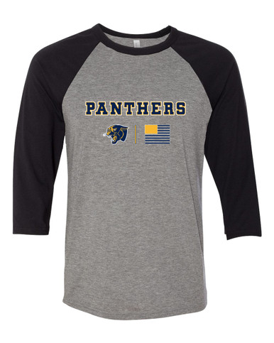 Round Lake Panthers Team Colors Flag Women's Baseball T-Shirt