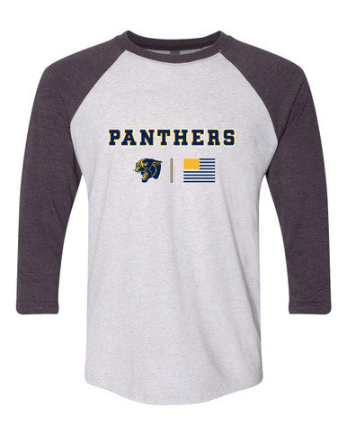 Round Lake Panthers Team Colors Flag Men's Baseball T-Shirt