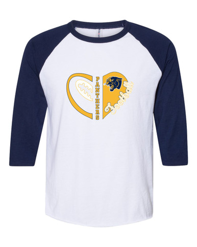 Round Lake Panthers Heart Football Women's Baseball T-Shirt