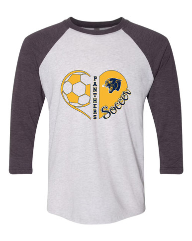 Round Lake Panthers Heart Soccer Women's Baseball T-Shirt