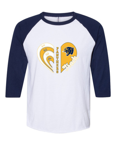 Round Lake Panthers Heart Track Women's Baseball T-Shirt
