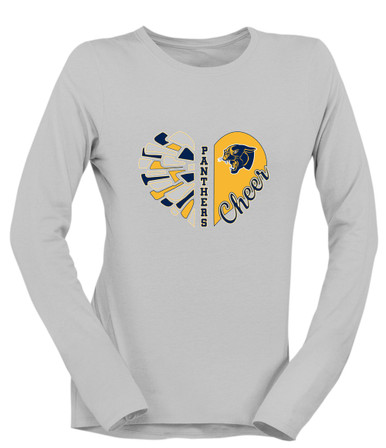 Round Lake Panthers Heart Cheer Women's LS T-Shirt