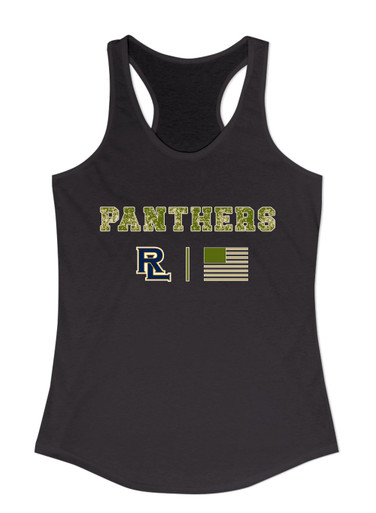 Round Lake Panthers RL Script Camo Flag Women's Tank Top