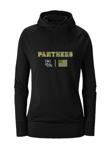 Round Lake Panthers RL Script Camo Flag Women's Hoodie