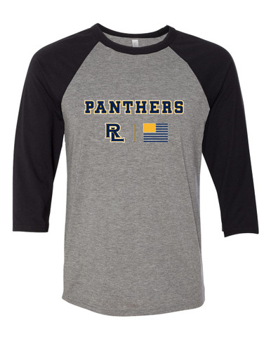 Round Lake Panthers RL Script Team Colors Flag Women's Baseball T-Shirt