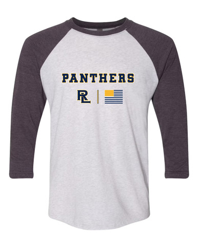Round Lake Panthers RL Script Team Colors Flag Men's Baseball T-Shirt