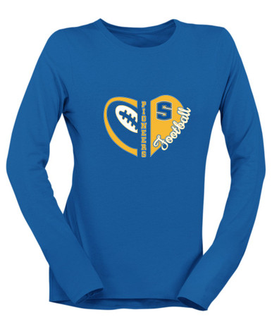 Stillwater Pioneers Heart Football Women's Premium LS T-Shirt