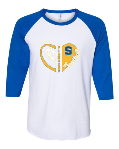 Stillwater Pioneers Heart Football Women's Baseball T-Shirt