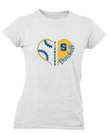 Stillwater Pioneers Heart Baseball Women's SS T-Shirt