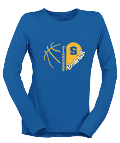 Stillwater Pioneers Heart Basketball Women's LS T-Shirt