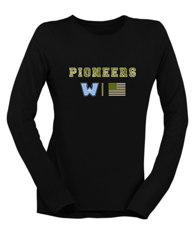 Watauga Pioneers Camo Flag Women's Premium LS T-Shirt