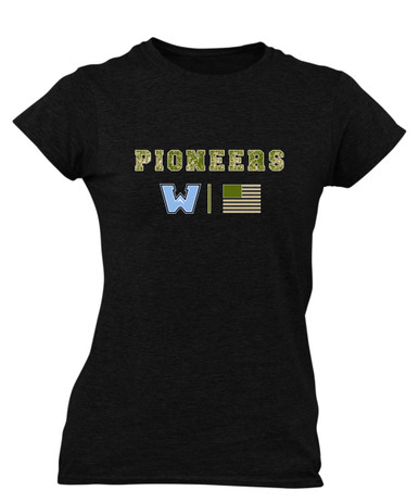 Watauga Pioneers Camo Flag Women's Premium SS T-Shirt
