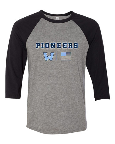 Watauga Pioneers Team Colors Flag Women's Baseball T-Shirt