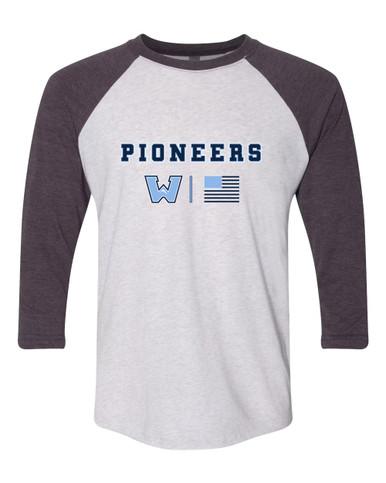 Watauga Pioneers Team Colors Flag Men's Baseball T-Shirt