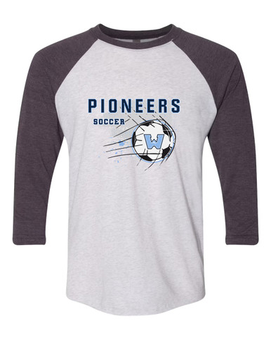 Watauga Pioneers Soccer #2 Women's Baseball T-Shirt