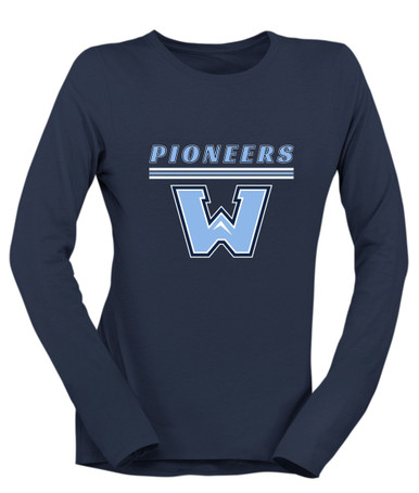 Watauga Pioneers Mascot #8 Women's LS T-Shirt