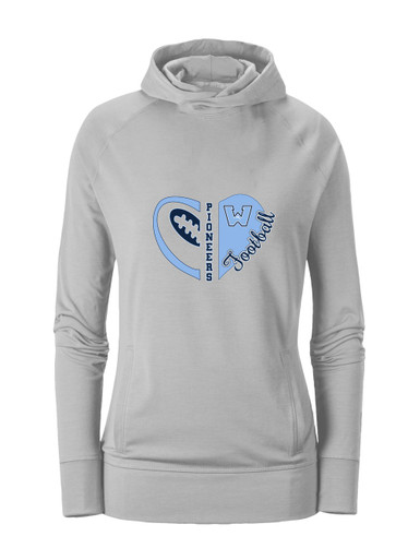 Watauga Pioneers Heart Football Women's Hoodie
