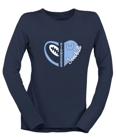 Watauga Pioneers Heart Football Women's Premium LS T-Shirt