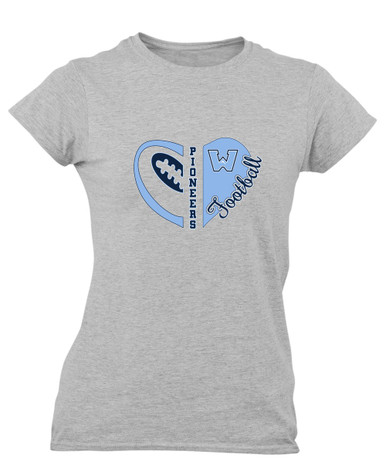 Watauga Pioneers Heart Football Women's Premium SS T-Shirt