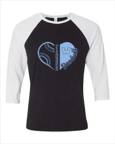 Watauga Pioneers Heart Baseball Women's Baseball T-Shirt