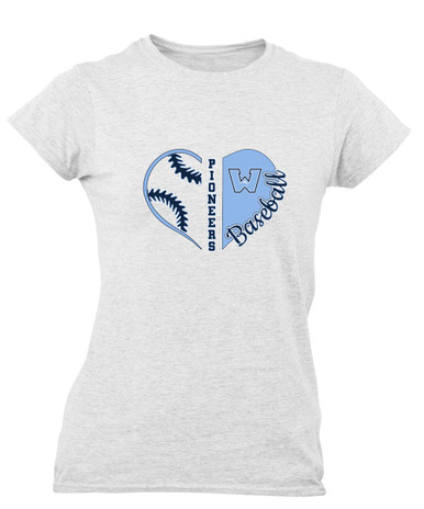 Watauga Pioneers Heart Baseball Women's SS T-Shirt