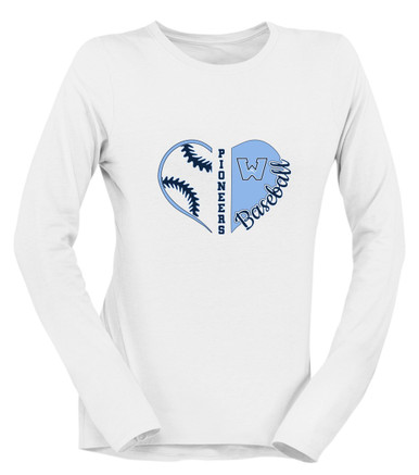 Watauga Pioneers Heart Baseball Women's LS T-Shirt