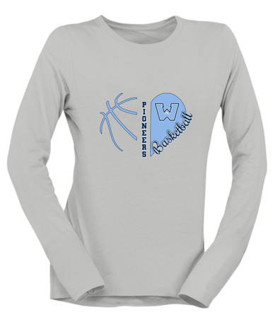 Watauga Pioneers Heart Basketball Women's Premium LS T-Shirt