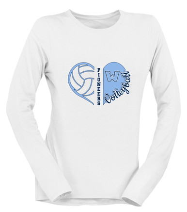 Watauga Pioneers Heart Volleyball Women's Premium LS T-Shirt