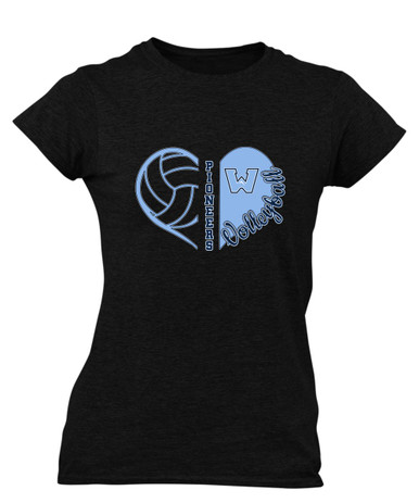 Watauga Pioneers Heart Volleyball Women's Premium SS T-Shirt
