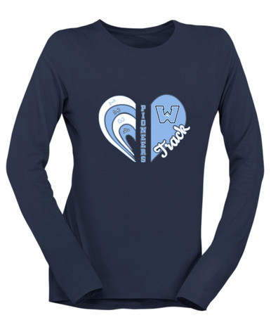 Watauga Pioneers Heart Track Women's Premium LS T-Shirt