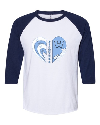 Watauga Pioneers Heart Track Women's Baseball T-Shirt