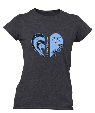 Watauga Pioneers Heart Track Women's Premium SS T-Shirt