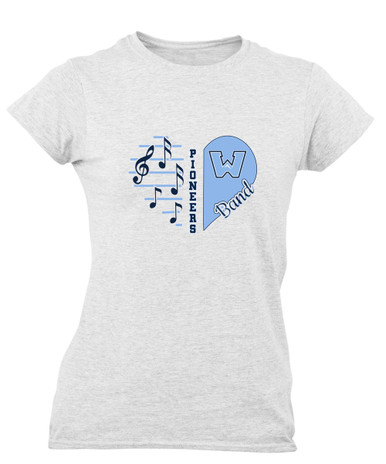 Watauga Pioneers Heart Band Women's SS T-Shirt