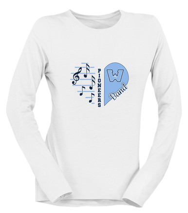 Watauga Pioneers Heart Band Women's LS T-Shirt