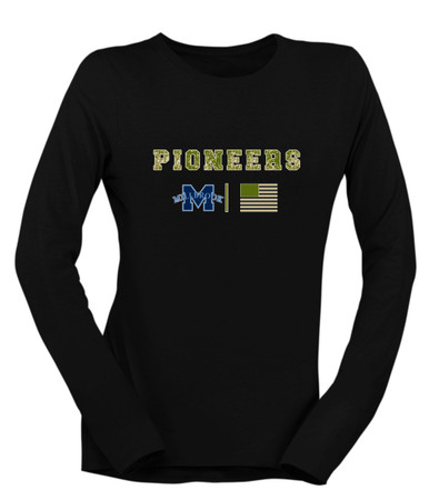 Millbrook Pioneers Camo Flag Women's LS T-Shirt