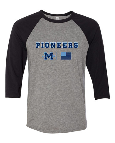 Millbrook Pioneers Team Colors Flag Women's Baseball T-Shirt