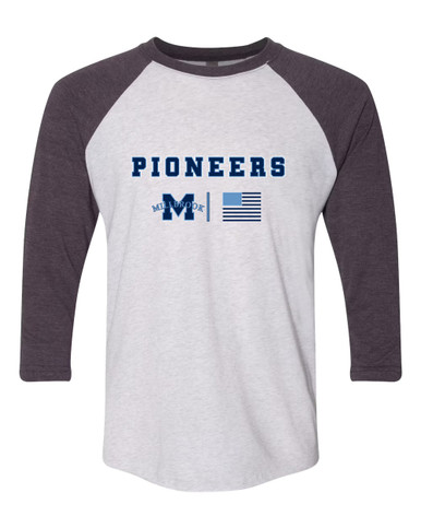 Millbrook Pioneers Team Colors Flag Men's Baseball T-Shirt